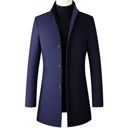 Winter Jacket Men Wool Pea Coat Oversized Overcoat Solid Business Casual Coat Men's Clothing Woollen Coats 4XL AF2011