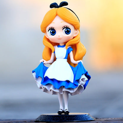 14-16cm Princesa Q Posket Branca de Neve Sereia Cinderela Bela Mulan Jasmine Sininho Aurora PVC Boneco de Ação Brinquedo Presentes para Crianças