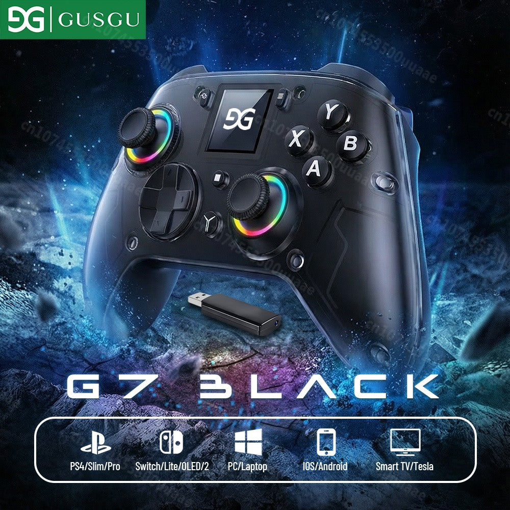 GUSGU G7 1.44-inch Smart Screen Wireless Controller 3 Modes for Switch PS4 IOS Android TV PC Tesla Gamepad, Same Product for X01