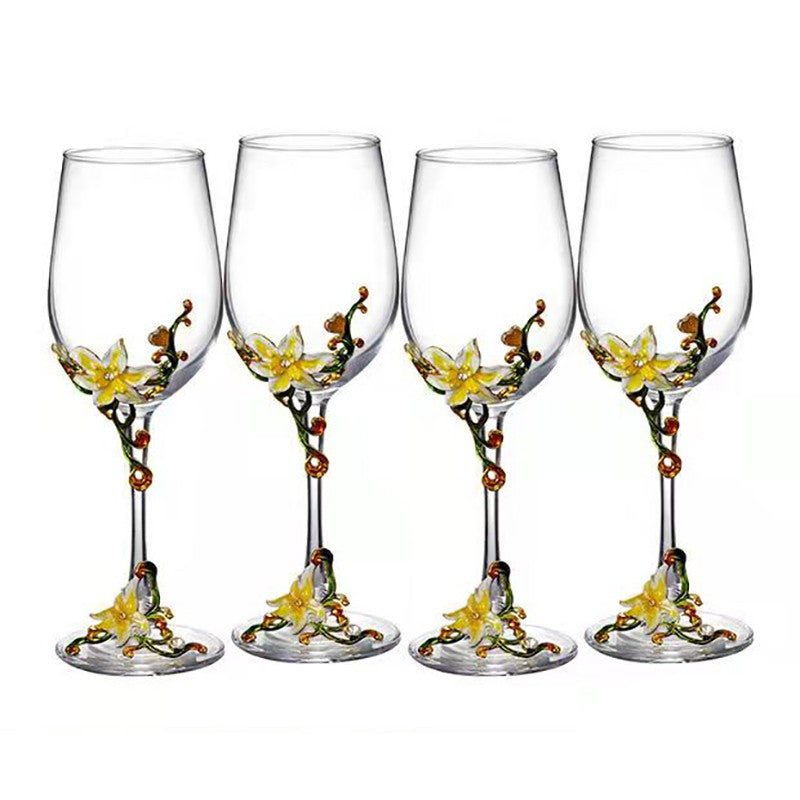 Taças de Cristal Criativas com Esmalte para Champagne Conjunto de Taças de Luxo Taças de Vinho Taça Vintage para Beber