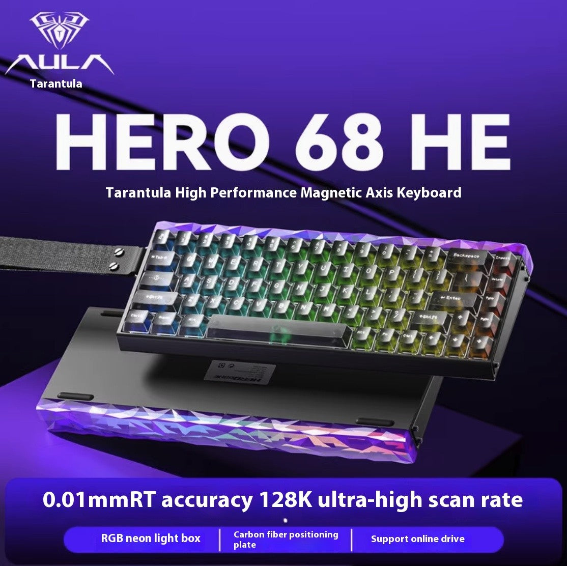 AULA Hero 68HE Magnetic Keyboard RGB Light Wired Hot Swap Esports 8K Gaming Hero68 Mechanical Keyboard Low delay PC Accessories