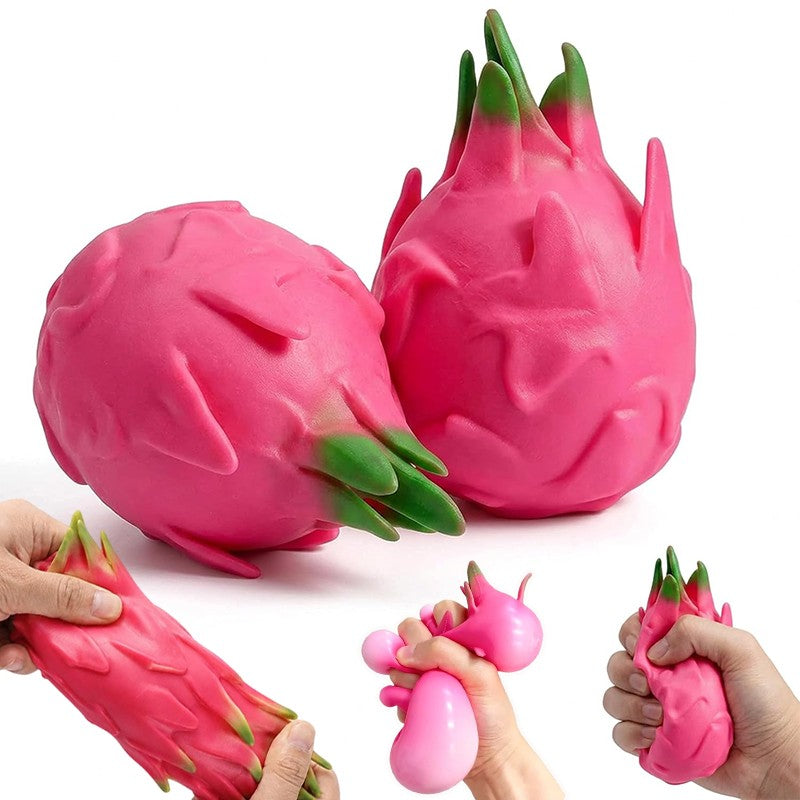 1/2/3Pcs Dragon Fruit Squish Ball Squeeze Stress Reliever Fidget Sensory Toy Simulation Fruit Food,Squeeze Balls For Party Gifts