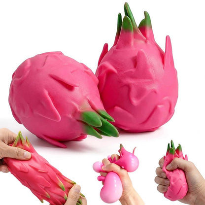 1/2/3Pcs Dragon Fruit Squish Ball Squeeze Stress Reliever Fidget Sensory Toy Simulation Fruit Food,Squeeze Balls For Party Gifts
