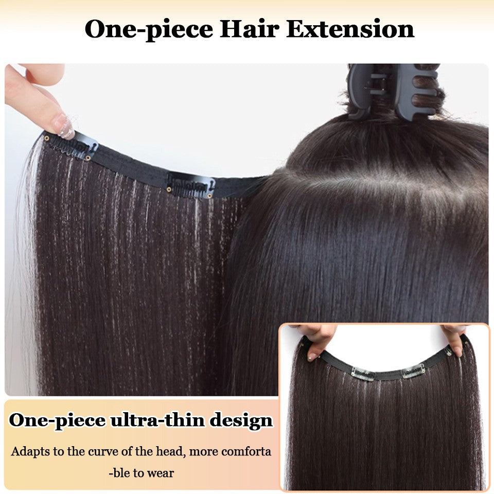 Aplique de Cabelo Sintético Liso Longo de Uma Peça com 4 Presilhas, Camada Interna Escondida, Peruca Colorida