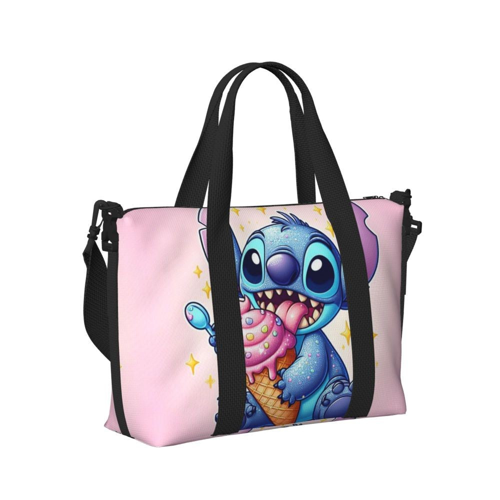 Custom Large SLilo And Stitch Cartoon Tote Bag Women Anime Shopping Shoulder Beach Gym Travel Bag