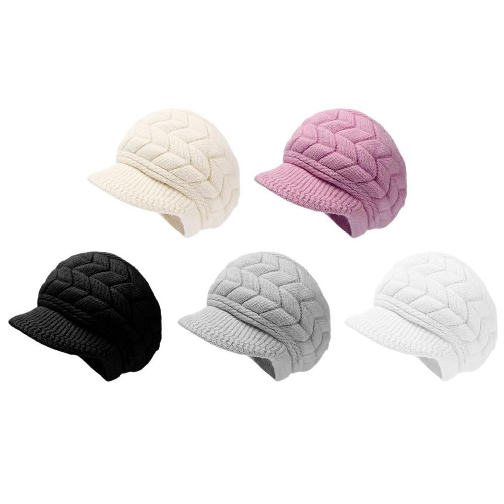 Women's Winter Solid Color Warm Knitting Loose Beret Leisure Ski Cap Korean Version Beret Plus Velvet Thick Knitting Ear Cap