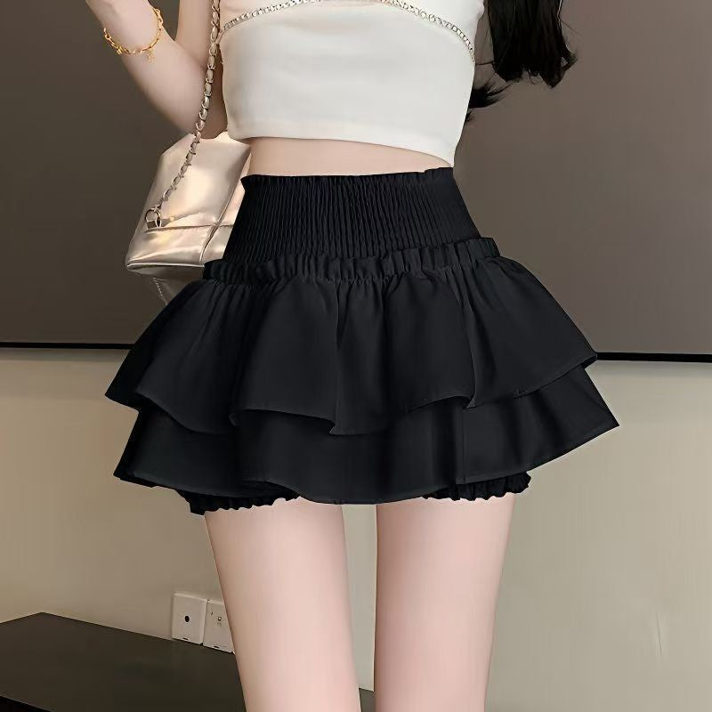 Princess Kawaii Sweet Mini Skirt Elastic High Waist Ballet-Style Tiered Skirt New White Casual Matching Girl's Short Cake Skirt
