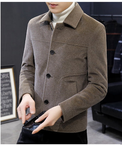 Autumn Winter Short Woolen Coat Merino Wool Men Korean Mink Imitation Jacket Trendy Heavy Clothes Mens Overcoat Heren Jas
