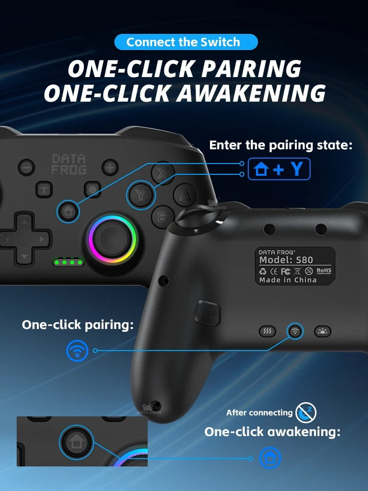 DATA FROG Wireless Pro Controller Gamepad with Programmable Function for Switch / For Switch OLED / For Switch Lite / PC