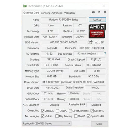 Placa de Vídeo SOYO AMD GPU Radeon RX 550 4G GPU RX 560 GDDR5 Componentes para PC Gaming R9 370 R7 350 RX550