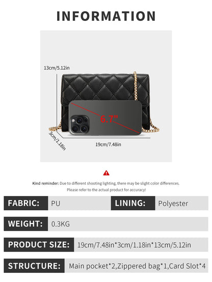 Stylish women's quilted handbag/wallet highquality PU leather crossbody bag casual portable versatile women's clutch