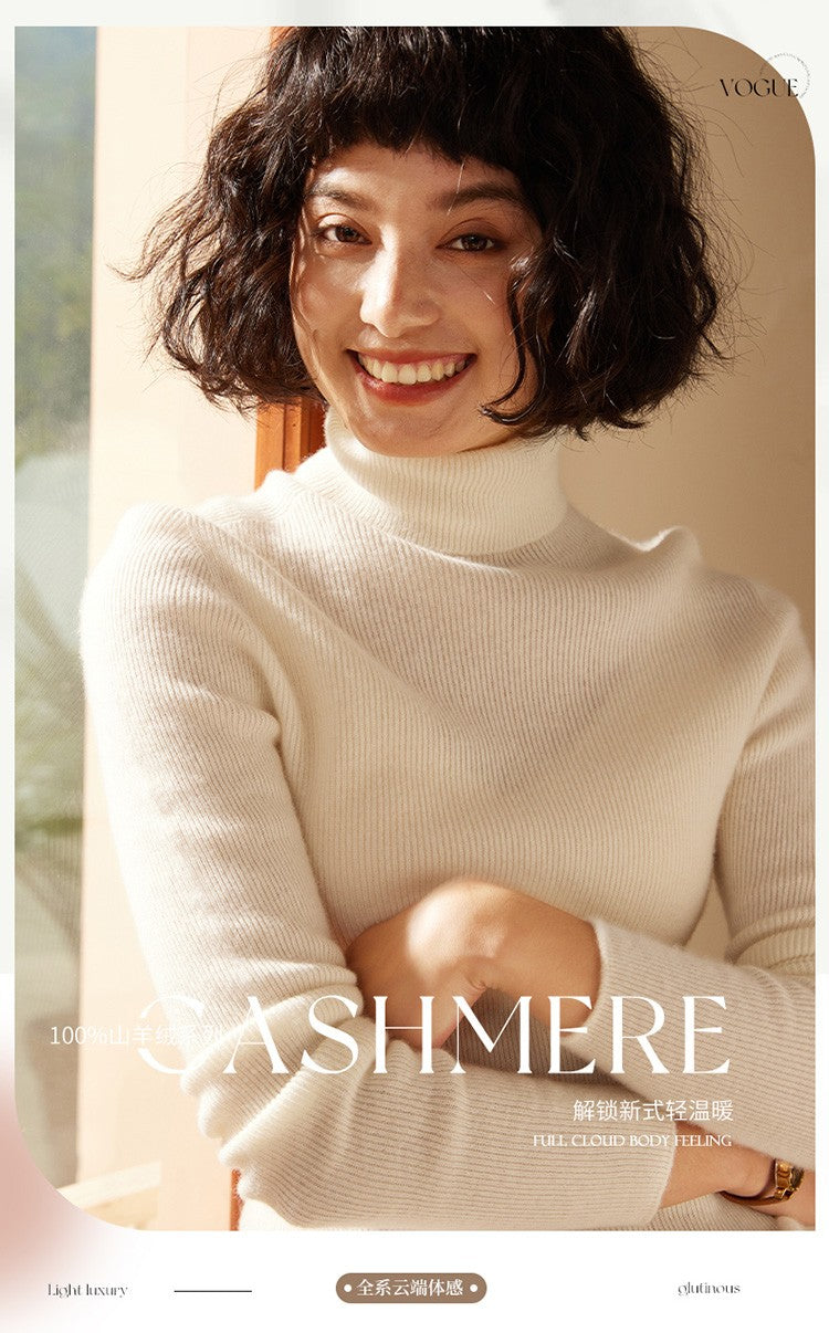 Autumn and Winter New Women's Sweater 100% Pure Cashmere High Collar Hoodie Knitted Basic Style Hot Selling Women's Top