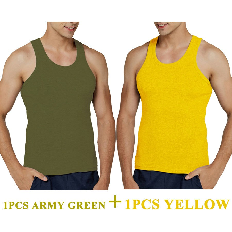 Tank Tops Men 2025 Summer 100% Cotton Cool Fitness Vest Sleeveless Tops Gym Slim Colorful Casual Undershirt Male 7 Colors 1PCS
