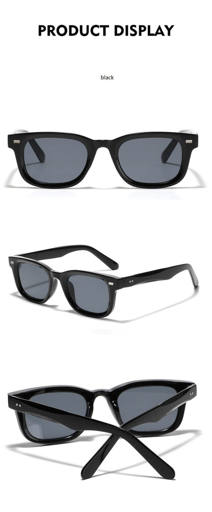 Óculos de sol retrô pequenos quadrados femininos e masculinos com rebites, lentes laranja, moda, óculos de sol de luxo, UV400, marca Oculus, óculos femininos Gafas