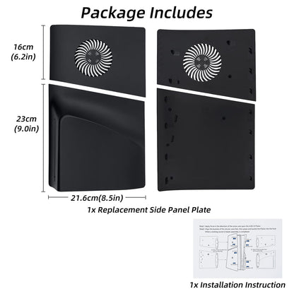 Face Plates for PS5 Slim Disc Edition Only, Anti-Scratch Replacement Panels Cover Plates Shell Case with Cooling Vent,Black