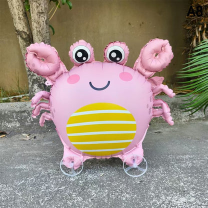 1PC 3D Cartoon Foil Balloons Elephant Stand Walking Balloon With Wheel For Kids Birthday Party Decoration Baby Shower