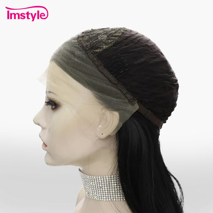 Imstyle Black Lace Wig Long Synthetic Lace Front Wig Heat Resistant Fiber Natural Wavy Lace Daily Cosplay Wigs For Women