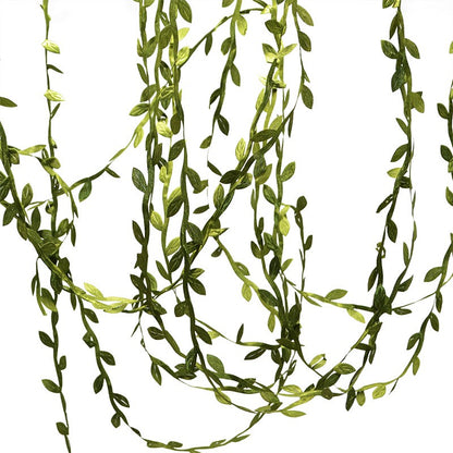 10/20M Silk Leaf-Shaped Handmake Artificial Green Leaves Faux Vines Bathroom Decorative Diy Wreath Accessories Home Decoreation