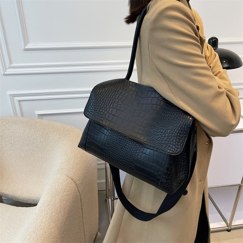 Crocodile Pattern Crossbody Bag For Women Black Shoulder Bag Brand Designer Women Bags Luxury PU Leather Flap Messenger Handbag