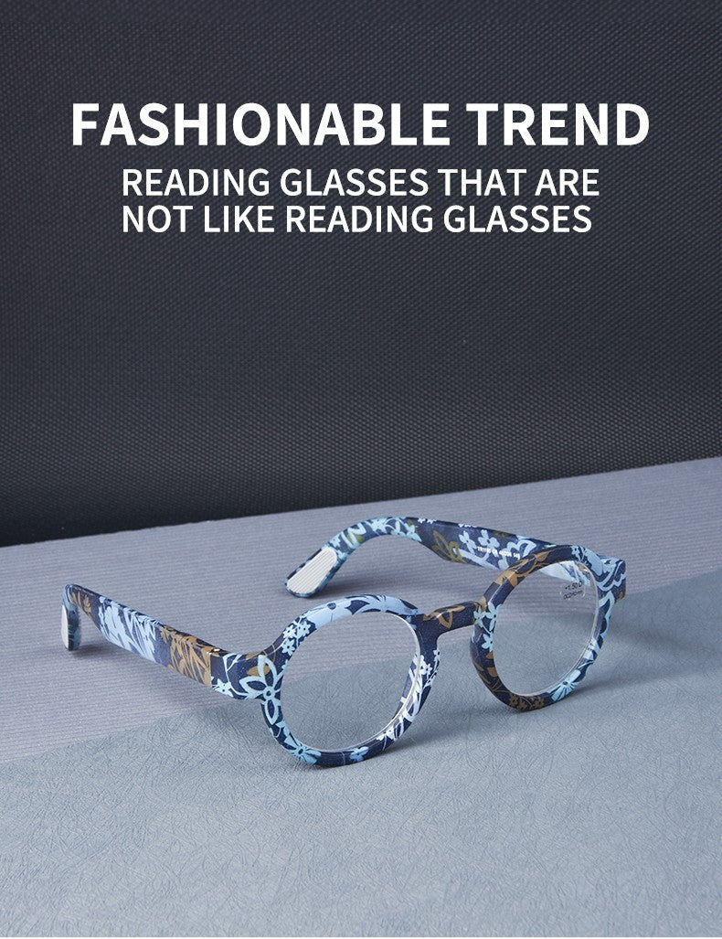 Guanhao Brand Men Reading Glasses Vintage Round Frame Clear Elderly Glasses Thick Frame Large Frame Women's Presbyopia Glasses