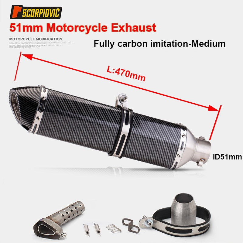 Universal Motorcycle 51mm Exhaust Pipe Carbon Fiber Muffler Exhaust Pipe db Killer Length300mm/ 370mm/ 470mm Multicolour Exhaust