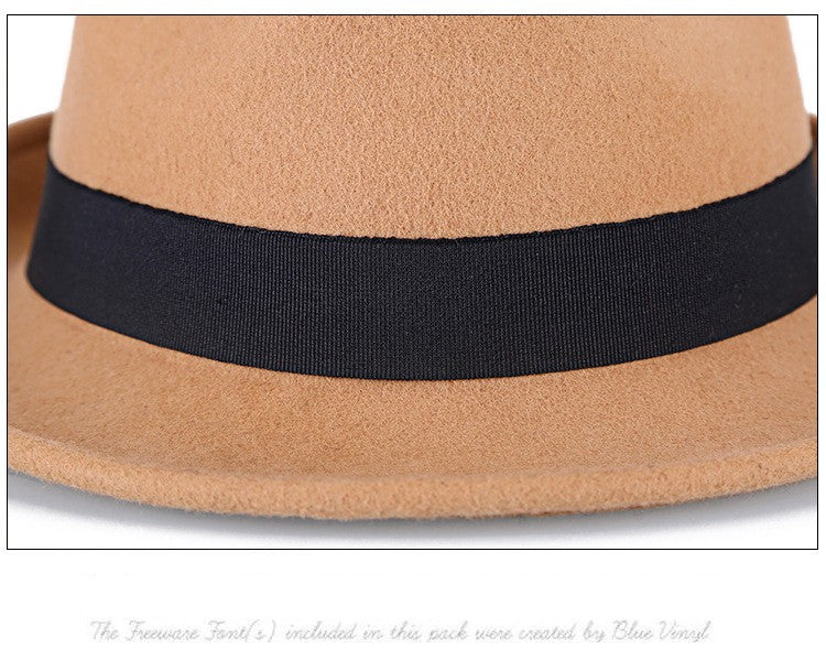 Men Winter Thick Warm Felt Fedora Hats Wool Gentleman Jazz Cap Homburg Male Classical Narrow Brim Top Hat