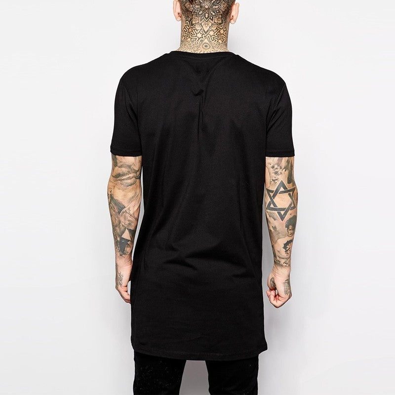 2025 Brand New Clothing Mens Black Mens Long T shirt Tops Hip Hop Man T-shirt Short Sleeve Casual Men Tee shirts For Male