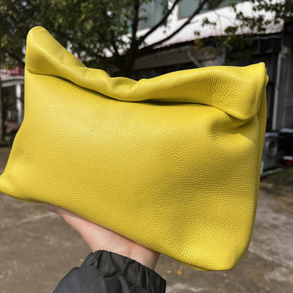 100% genuine leather Cowhide Handbag High Quality Leather Women's Foldable Designer Handbag Simple Magnet Handle Bags