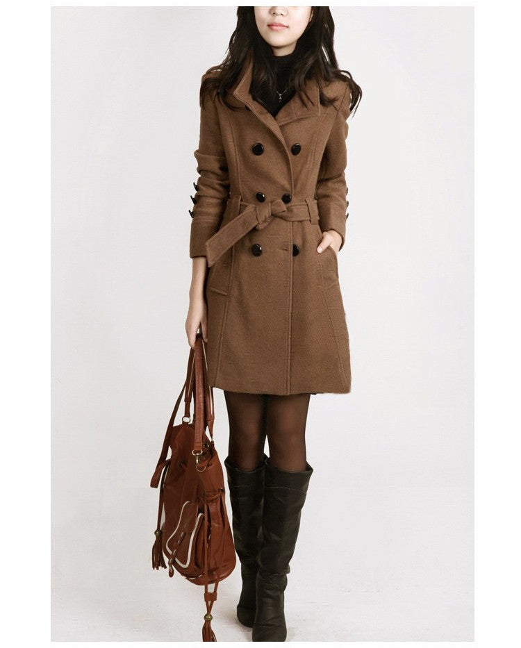 M-4XL Women Autumn Winter Faux Coat Casaco Feminino de Lã Batida Chantal Overcoat Slim Fit Long Double-Sided Woolen Windbreaker