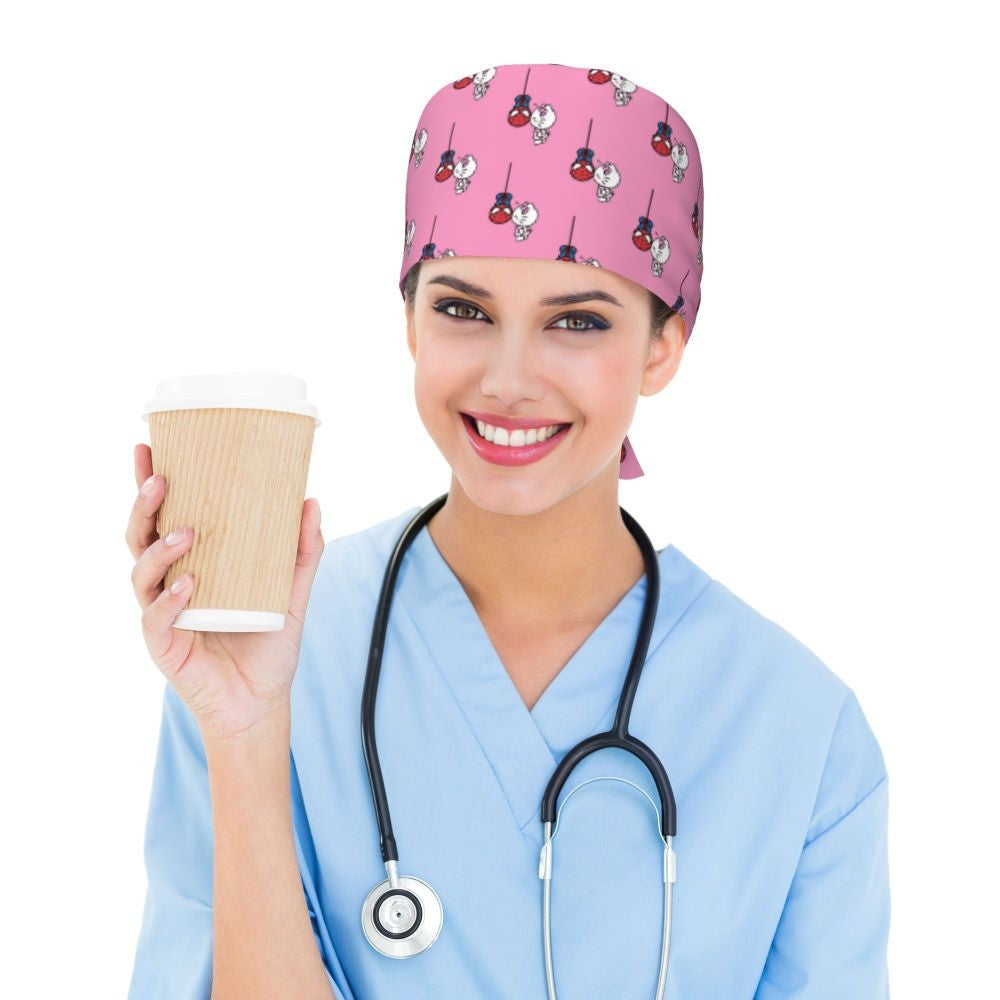 Touca Cirúrgica Personalizada Hello Kitty Equipe Médica Feminino Masculino Desenho Animado Personagem Para Chapéu de Chef Touca de Esfoliação