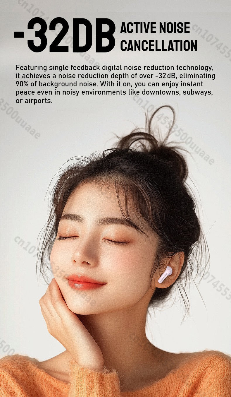 Monster AuraFit XT02 ANC Bluetooth Earphone -32dB Active Noise Canceling Earbuds Hi-fi Stereo Wireless Bluetooth 5.4 Headphone