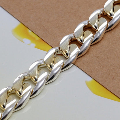 Pulseira de casamento de corrente cubana colorida de 10 mm de prata esterlina 925 para homens e mulheres, presente de aniversário moderno com berloque