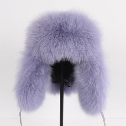 2025 Novo Chapéu Feminino Ushanka Russo de Pele de Raposa Natural Inverno Grosso Quente Orelhas Moda Chapéu Bomber Senhora Gorro Genuíno de Pele de Raposa Real