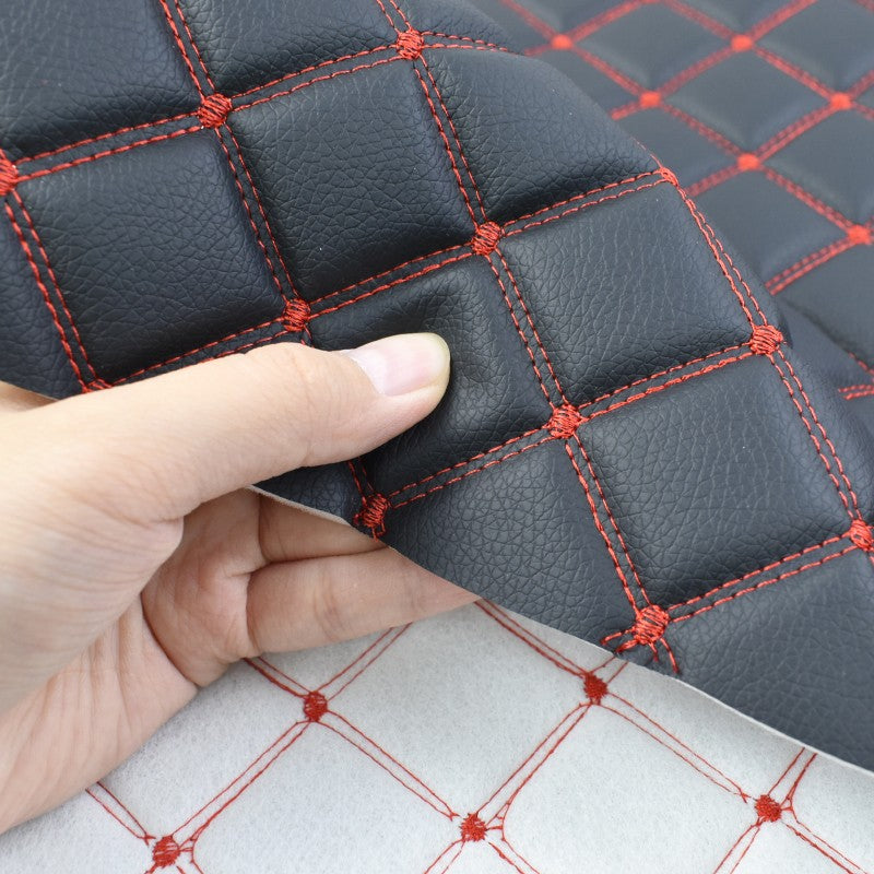 45/90x160cm Special Offer Embroidered Plaid Fabric Sponge Interlayer Leather Fabrics for Car Interior Seat Cushion Decoration