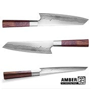 Conjunto de Facas de Cozinha AMBER 440C Aço Alto Carbono Faca de Açougueiro Cabo de Madeira de Oliveira Faca Japonesa Profissionalmente Afiada