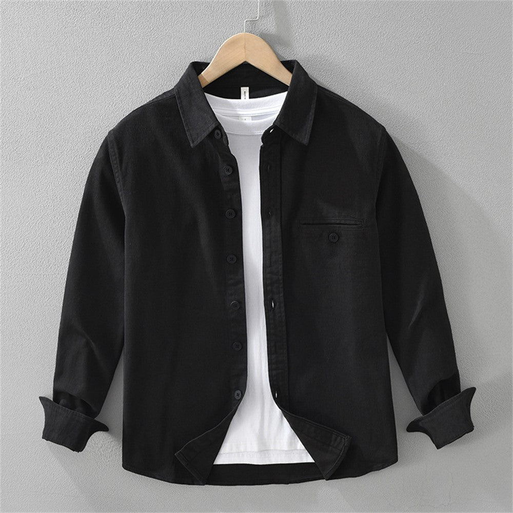 Autumn Winter men's long sleeve clothing cotton cargo shirts Solid workwear men tops Thickened shirt jacket for men 7569#