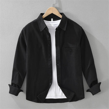 Autumn Winter men's long sleeve clothing cotton cargo shirts Solid workwear men tops Thickened shirt jacket for men 7569#