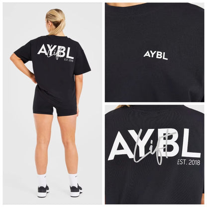 High Quality Women's Fashion Letter Printing Sports Fitness Short Sleeved T-shirt Crew Neck T Shirt Tops Unisex Tee Clothing