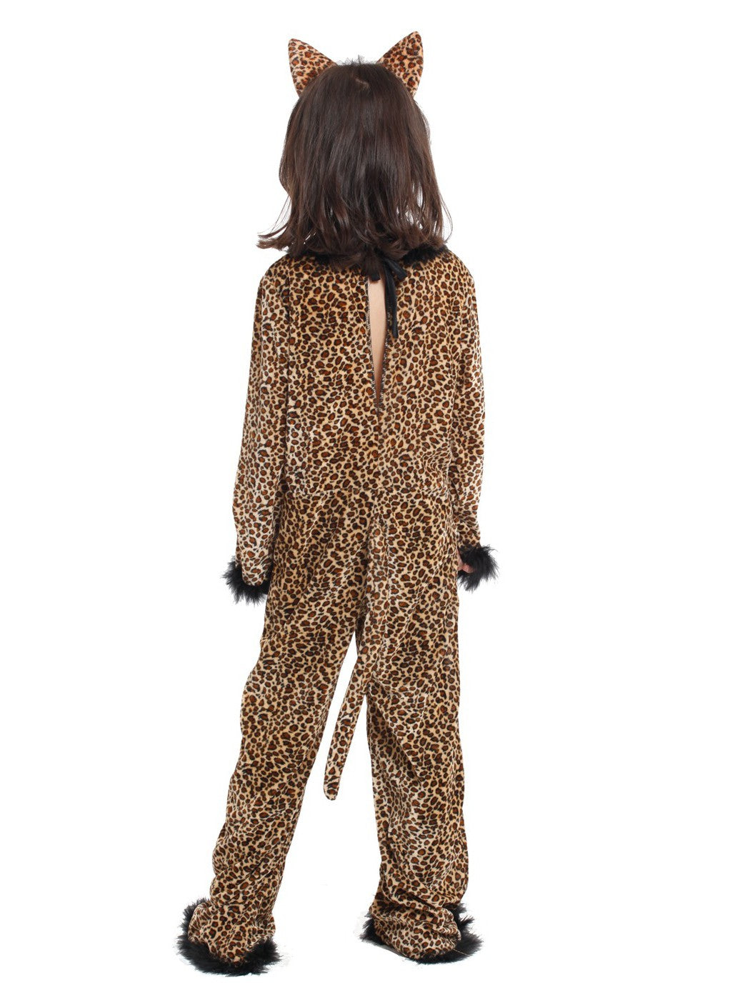 4?10Y Girls Leopard Animal Cosplay Jumpsuit, Kids Costume for Halloween Purim Carnival Mardi Gras Party