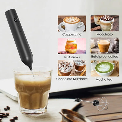 Batedor Poderoso de Cozinha Espumador de Leite Portátil para Lattes, Misturador de Bebidas Elétrico, Recarregável, Batedor de Ovos