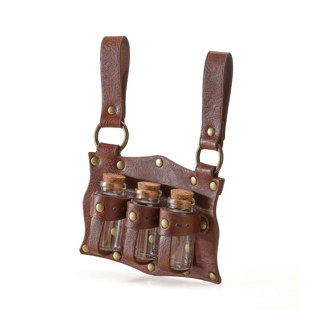 Renaissance Costume Accessories Belt Pouch Potion Bottles Leather Holder Medieval Festival Halloween Costume Belt Cosplay