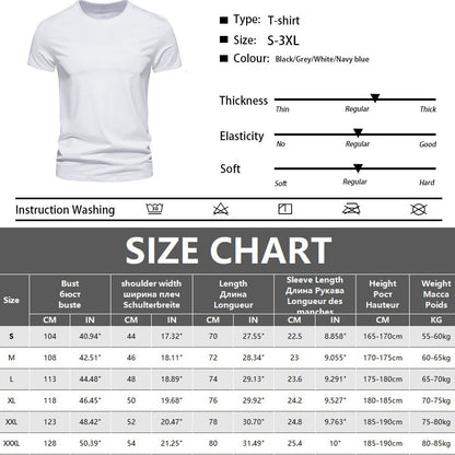 Summer Men's Cotton T-shirt Fashion Slim Black Short Sleeved Comfortable Casual Round Neck T-shirts Top Men's Clothing