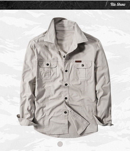 Brand Cotton Shirt Men's Spring Casual Cargo Shirts Male Long Sleeves Shirts Camiseta Masculina Plus Size 5XL 6XL