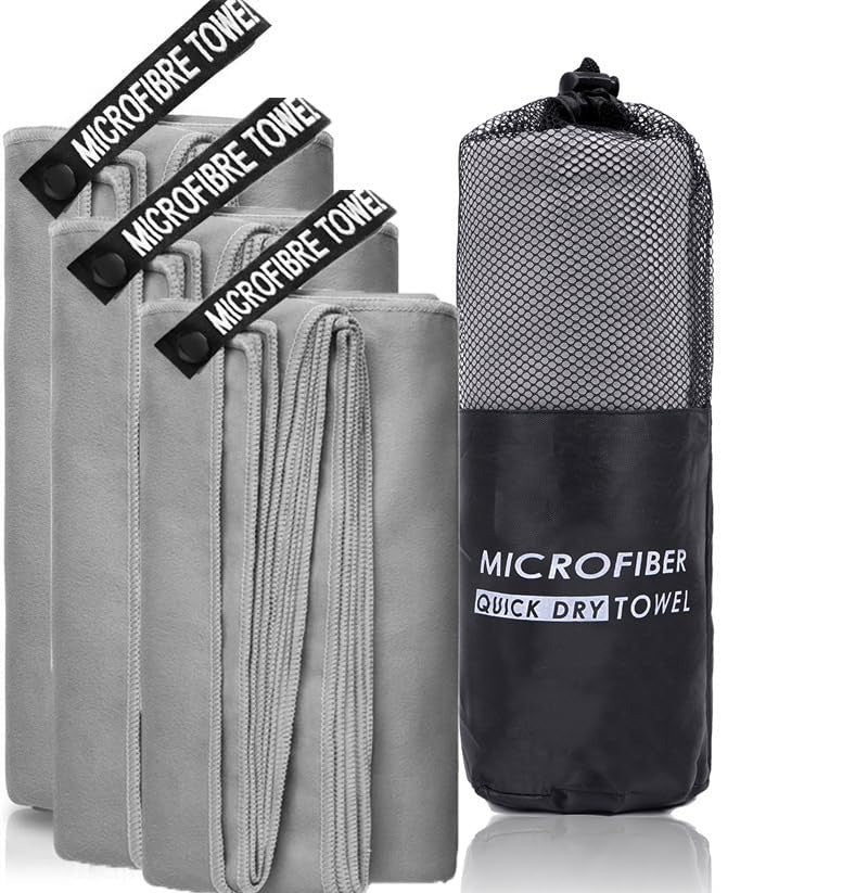 Microfiber Quick Dry Gym Towel Silver ION OdorFree Absorbent Fiber Fast Drying Workout Gear for Body Sweat Working Out