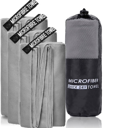 Microfiber Quick Dry Gym Towel Silver ION OdorFree Absorbent Fiber Fast Drying Workout Gear for Body Sweat Working Out