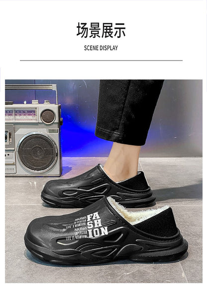 Winter Warm Sandals Women&Men Shoes Indoor Outdoor Slides Cotton Pantoffels Casual Clogs Fur Easy On Off House Floor Slippers