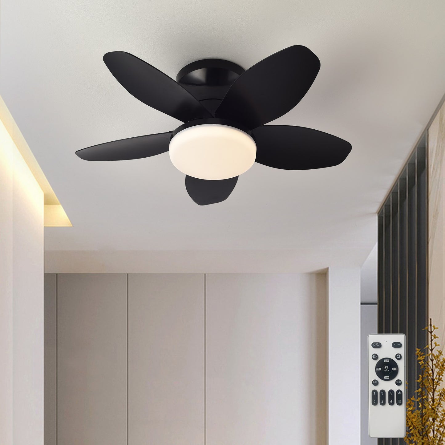 Simple LED ceiling fan remote control light for 25 inch living room and bedroom multifunctional ceiling fans