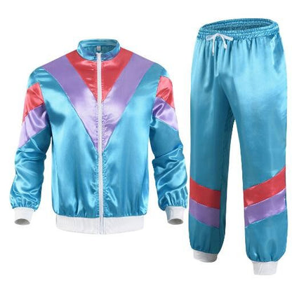 1990s Disco Tracksuit 2pcs Jogging Wear Retro Style Carnival Theme Party Suit Live Cosplay Jacket and Pants  cosplay costumes