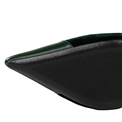 Korean Version Party 10cm 7cm High Heels Women Shoes Thin Heels Velvet Shallow Montage Pointed Toe Metal One-line Buckle Pumps