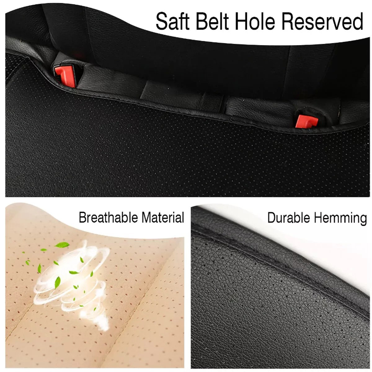 Capa para Assento de Carro de Couro PU Almofada Universal para Assento de Veículo Tapete Protetor Antiderrapante para Cadeira Superfície Impermeável e à Prova de Suor